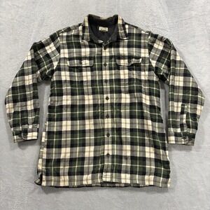 L.L. Bean Green and White Plaid Shirt Jacket